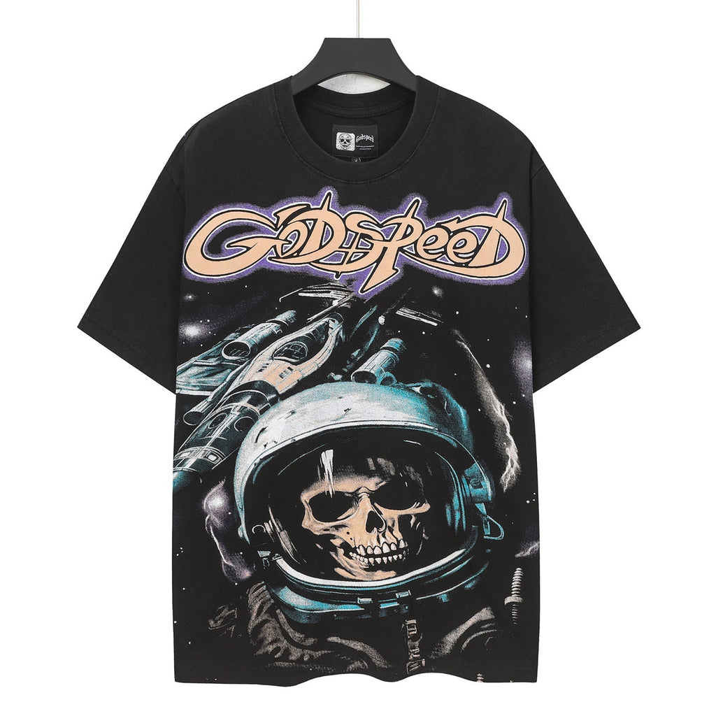 Godspeed Skeleton Astronaut Short Sleeve Tee (Washed Black)