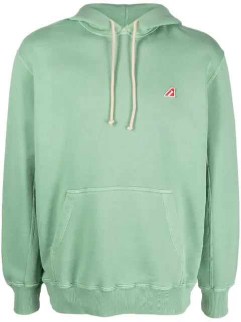 Autry logo-patch cotton hoodie