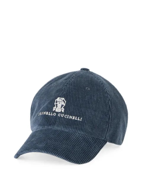 Brunello Cucinelli Comfort cotton and cashmere corduroy baseball cap with embroidered Logo