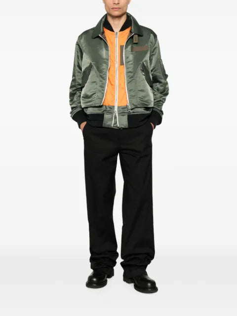 sacai layered zip-fastening jacket