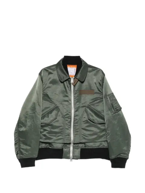 sacai layered zip-fastening jacket