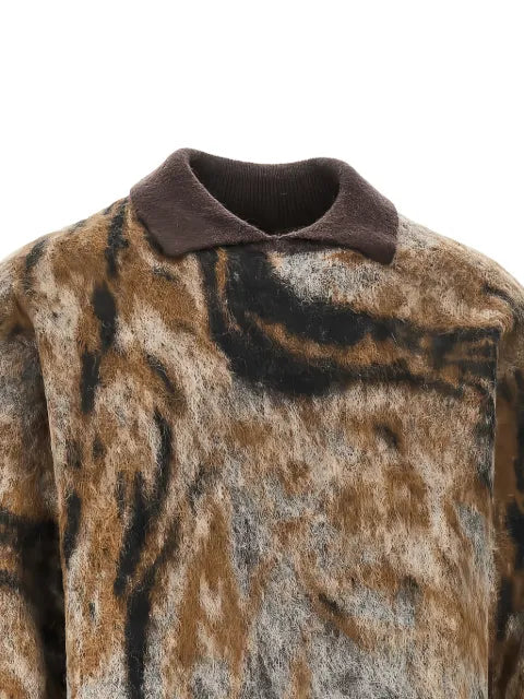 Emporio Armani abstract-print polo-collar sweater
