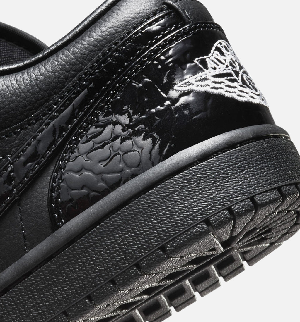 Air Jordan 1 Low Patent Elephant Women's Lifestyle Shoe – Black / White / Metallic Silver