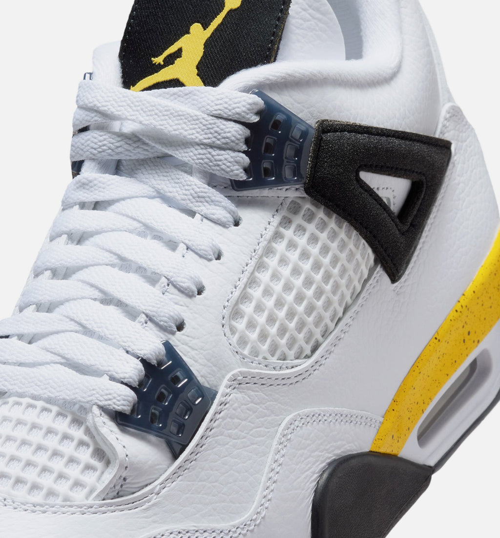 Air Jordan 4 Retro Rare Air Tour Yellow Men's Shoes - White/Dark Blue Grey/Black/Tour Yellow