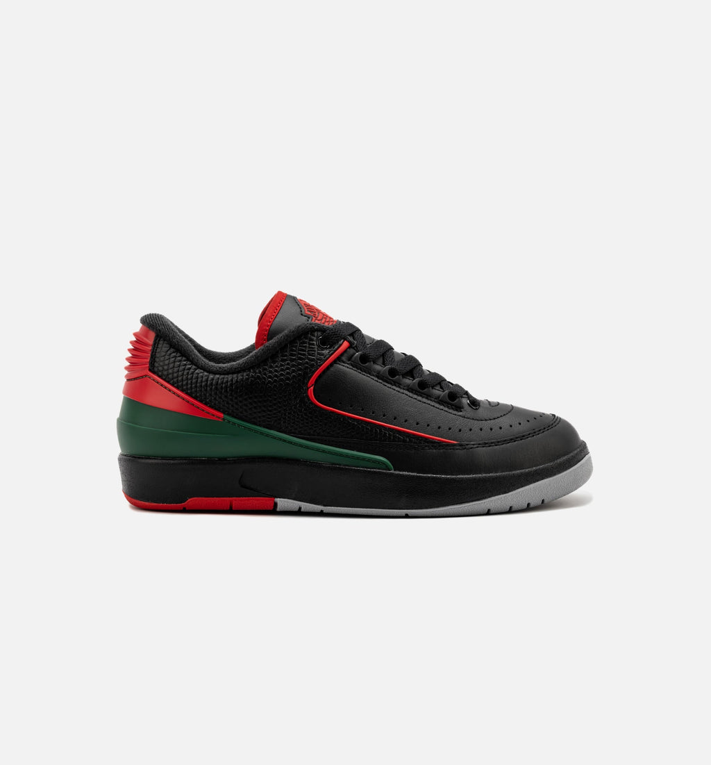 Air Jordan 2 Retro Low Christmas Grade School Lifestyle Shoes - Black/Fire Red/Cement Grey