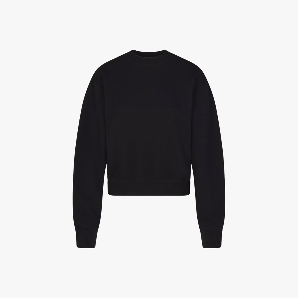 SKIMS Cotton Fleece Classic Crewneck Black
