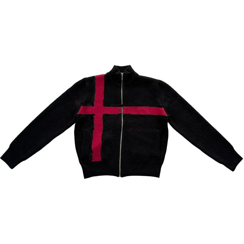Corteiz Embroidered Knit Cardigan Jacket – Black II