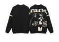 ERD "ENFANTS" Mirrored Text Two-Figure Back Jacquard Knit Sweater - Black