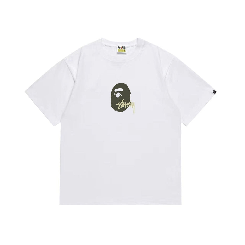 BAPE Olive & Gold Ape Wordmark Graphic T-Shirt