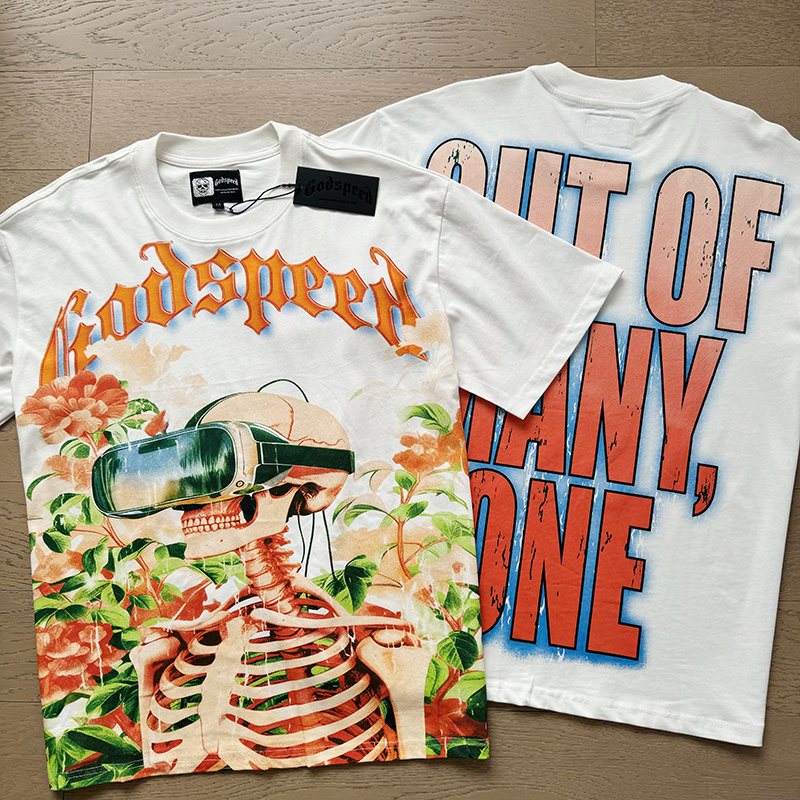 Godspeed Skeleton Floral Graphic T-Shirt