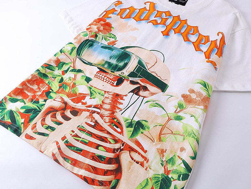 Godspeed Skeleton Floral Graphic T-Shirt