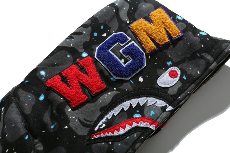 BAPE WGM Shark Camo Zip Hoodie - Black/White