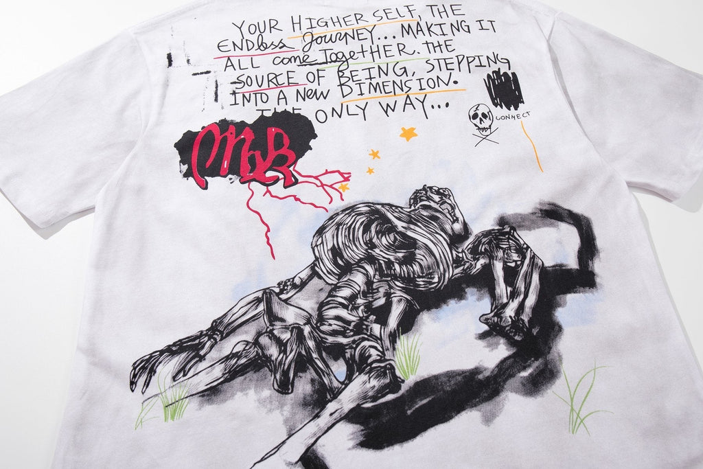 MAJESTIK Distressed Stone-Inlay Graphic T-Shirt