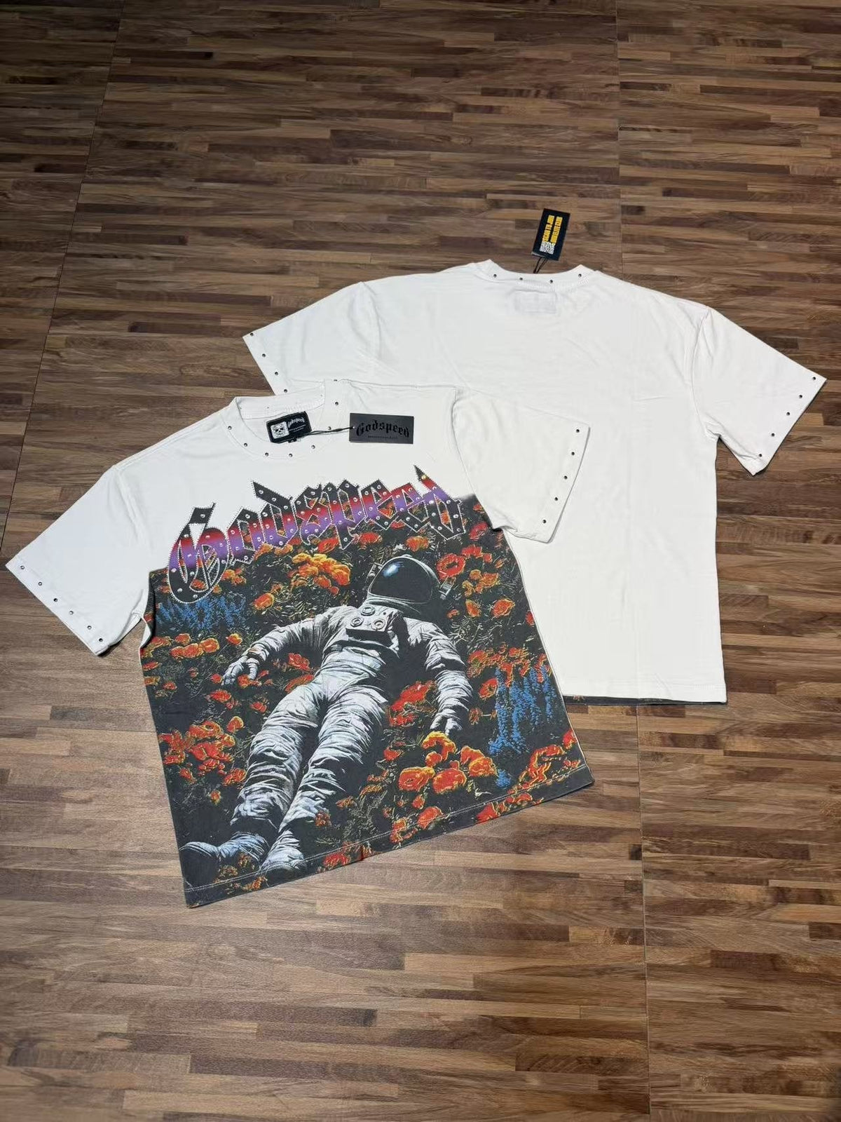 Godspeed Astronaut Flowers Studded Short-Sleeve T-Shirt