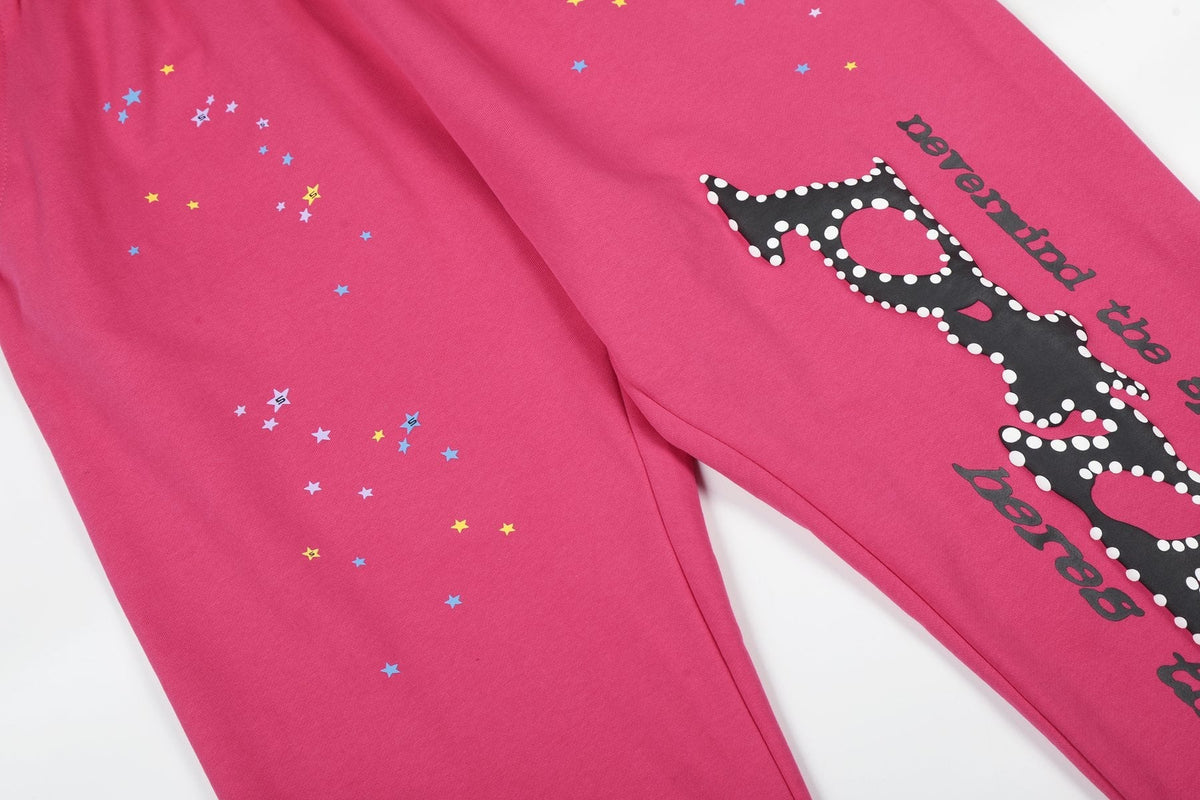 Sp5der Pink Spiderweb Hoodie & Jogger Matching Set