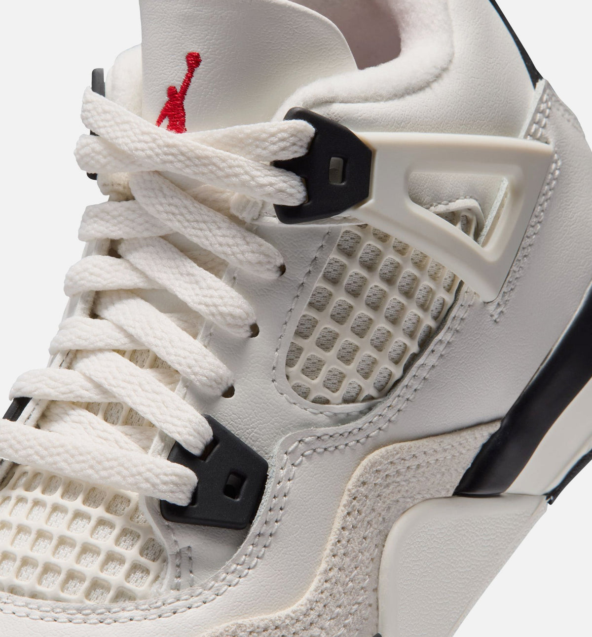 Air Jordan 4 Retro Flight Club Preschool Girls' Sneakers - Sail / Black / University Red