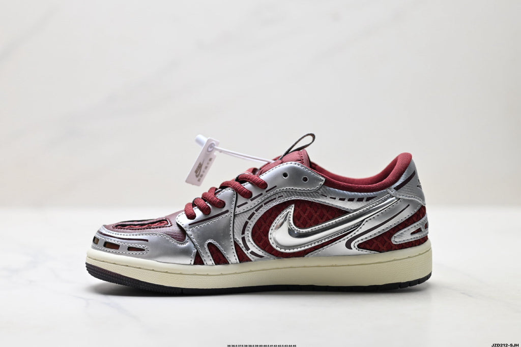 Nike Low-Top Sneakers Burgundy Silver Unisex Collaboration Edition Style 12
