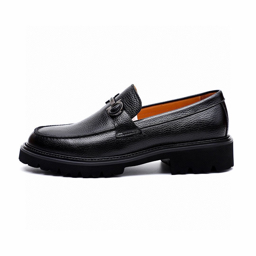 Ferragamo Men's Black Pebbled Bit Loafers