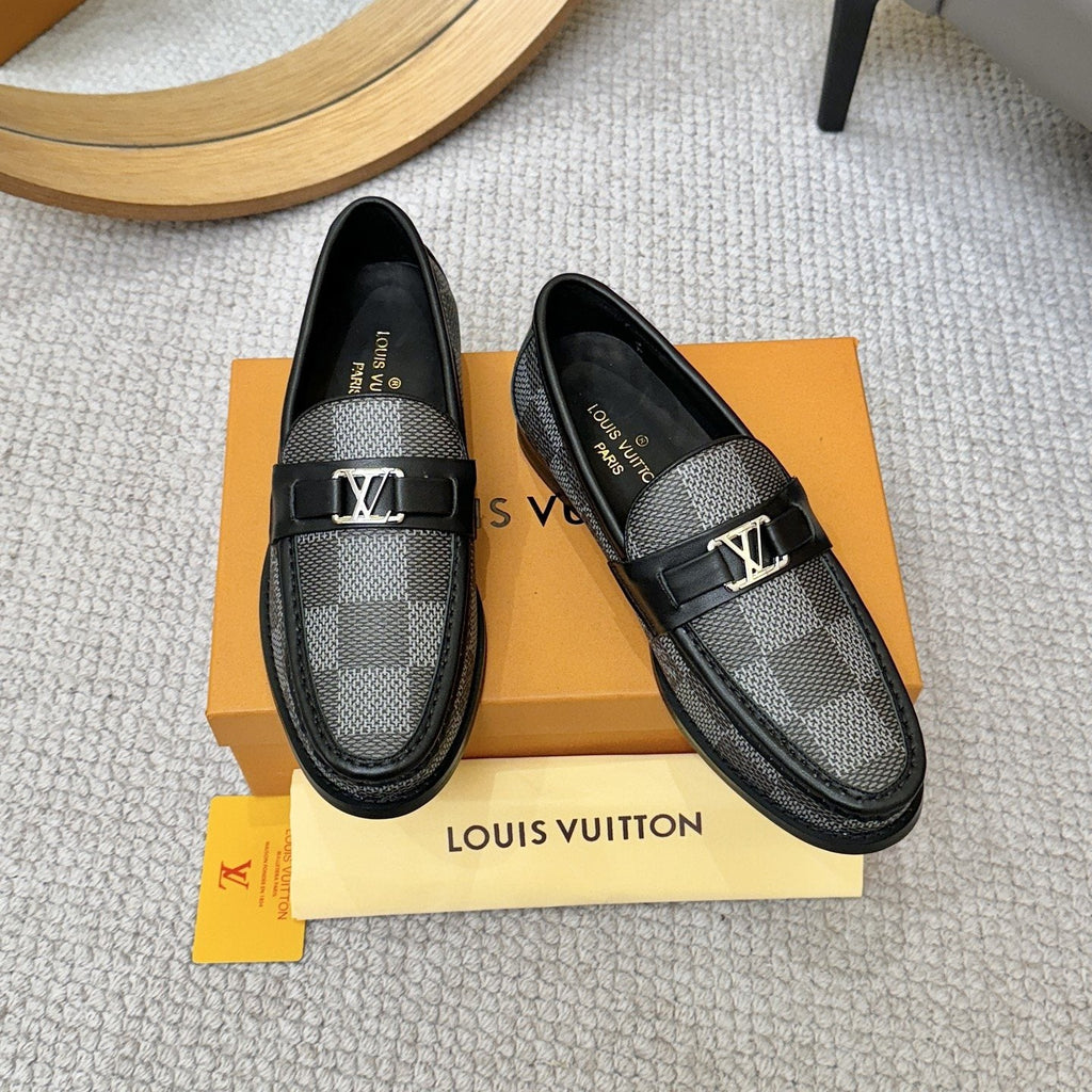 Louis Vuitton Men's Check-Pattern Buckle Loafers