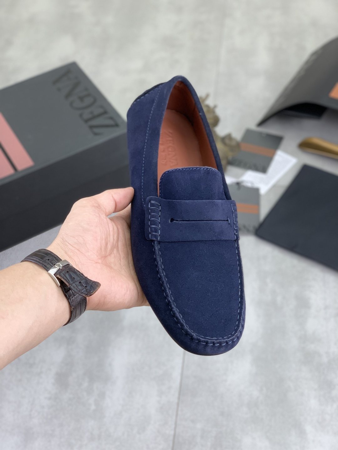Zegna Men's Moc-Toe Driving Loafers