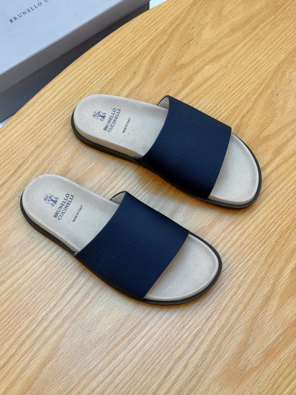 Brunello Cucinelli Textured Strap Slide Sandals