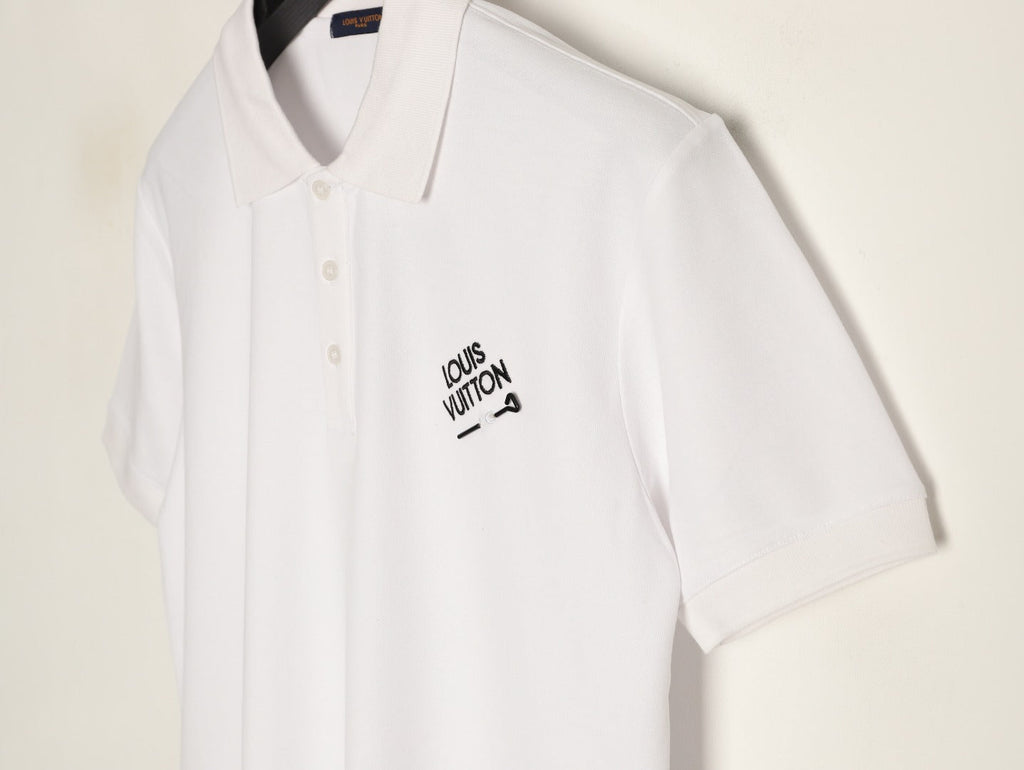 Louis Vuitton 25SS Letter-Detail Short-Sleeve Polo - White