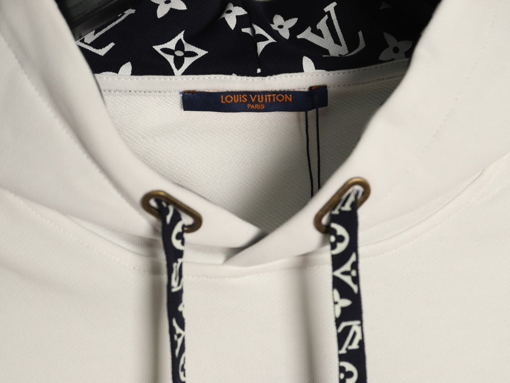 Louis Vuitton Monogram-Style Hood and Drawstring Pullover Hoodie - Cream
